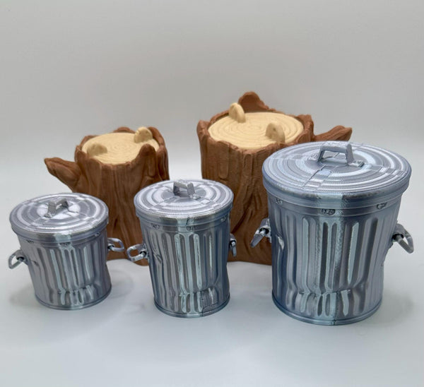 Adorable Orange Fox Articulating Fidget Toy - Stress Reliever - Includes Tree Stump or Realistic Trash Can with Lid - 3D Printed